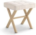 Square Linen Makeup Stool
