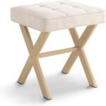 Square Linen Makeup Stool