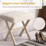 Square Linen Makeup Stool - 图片 3