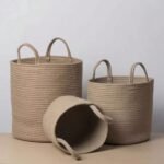 Handgefertigter gewebter Wäschekorb aus gelbem Jutesack mit Griff, Wäscheaufbewahrungskorb für Kleidung, Spielzeug, Kosmetik, faltbarer, tiefer Wäschekorb, Aufbewahrungskorb für Badezimmer und Schlafzimmer, 30x30cm - 图片 6